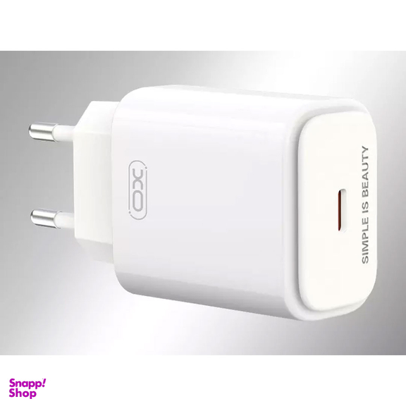 شارژ دیواری 20 وات ایکس او مدل L90B به همراه کابل دیتا Type-C به Lightning