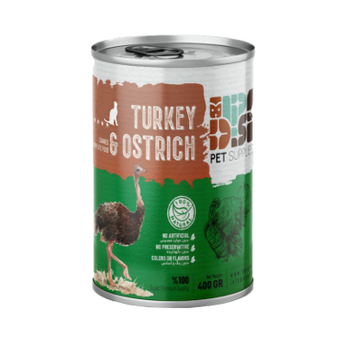 کنسرو غذای گربه بالغ دی پی اس مدل نچرال طعم بوقلمون و شترمرغ وزن ۴۰۰ گرم