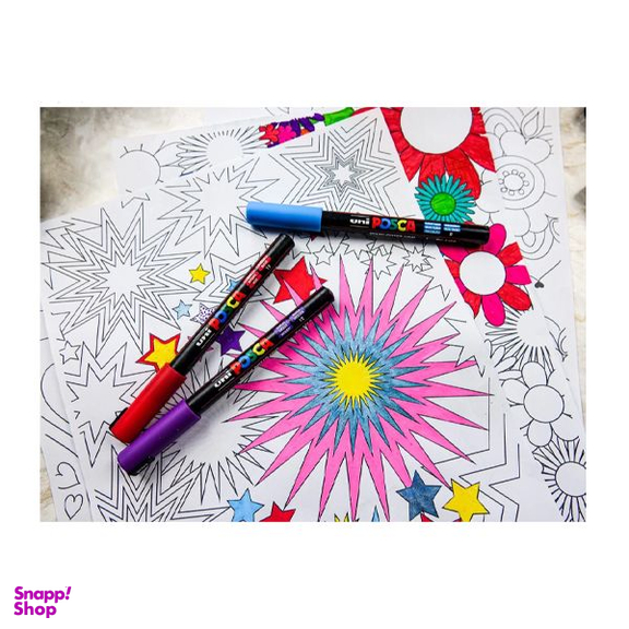 ماژیک رنگ آمیزی یونی بال مدل POSCA 3M مجموعه 16 عددی