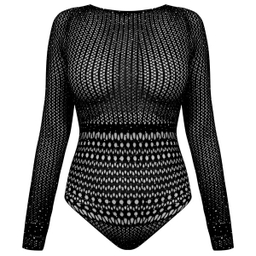 بادی آستین بلند زنانه ماییلدا مدل نگین دار فانتزی کد 4860-7195 رنگ مشکی