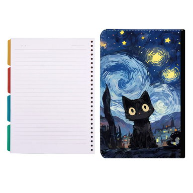 کلاسور طرح گربه شب پرستاره کد 33 به همراه کاغذ کلاسور