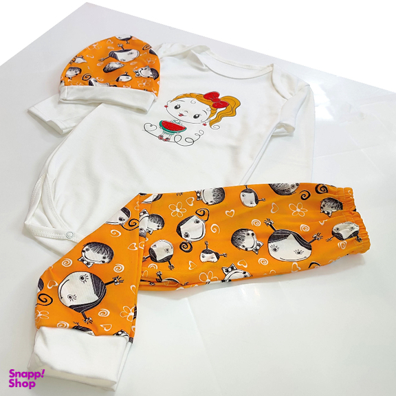 ست 3 تکه لباس نوزادی مدل دخترک و هندوانه کد 4020