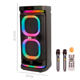 اسپیکر چمدانی بلوتوثی برودو مدل BTS-1990 به همراه میکروفون و ریموت کنترل