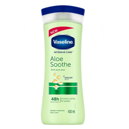 لوسیون بدن کرمی مرطوب کننده و آبرسان و نرم کننده وازلین مدل Intensive Care Aloe Soothe حجم 400 میلی لیتر