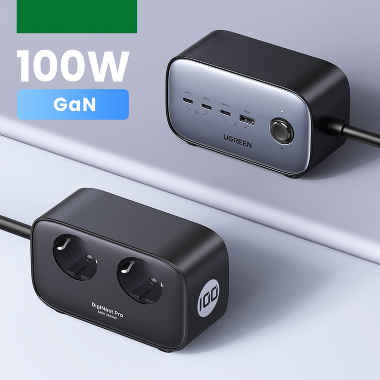 شارژر رومیزی 100 وات و چندراهی برق یوگرین مدل DigiNest Pro