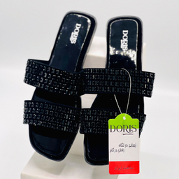 صندل زنانه دوریس مدل آسمان دو بند رنگ مشکی