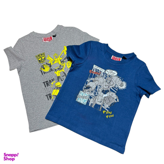 تیشرت آستین کوتاه پسرانه مدل ترنسفورمر مجموعه 2 عددی