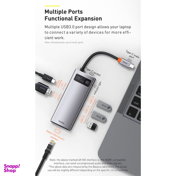 هاب 8 پورت USB-C باسیوس مدل CAHUB-CV0G