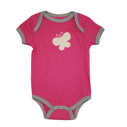 بادی آستین کوتاه نوزادی کد 6235 رنگ سرخابی مجموعه 2 عددی