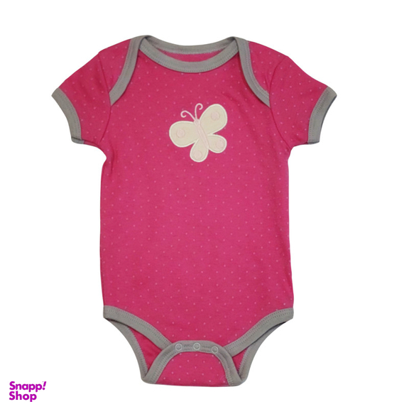 بادی آستین کوتاه نوزادی کد 6235 رنگ سرخابی مجموعه 2 عددی