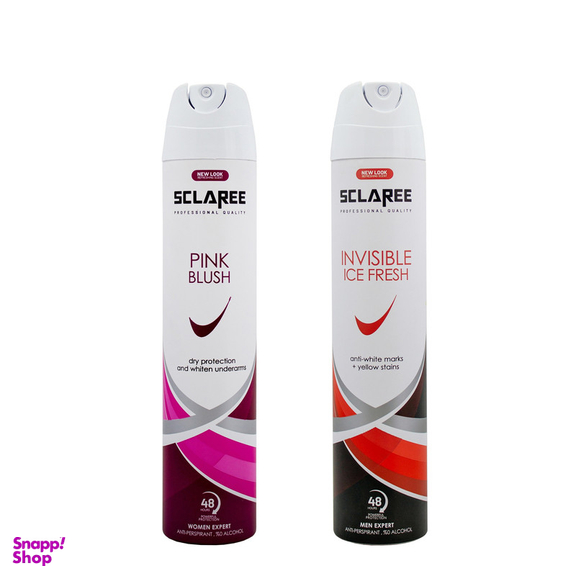 اسپری ضد تعریق مردانه اسکلاره مدل Pink Blush حجم 200 میلی لیتر به همراه اسپری ضد تعریق مردانه اسکلاره مدل Invisible Ice Fresh