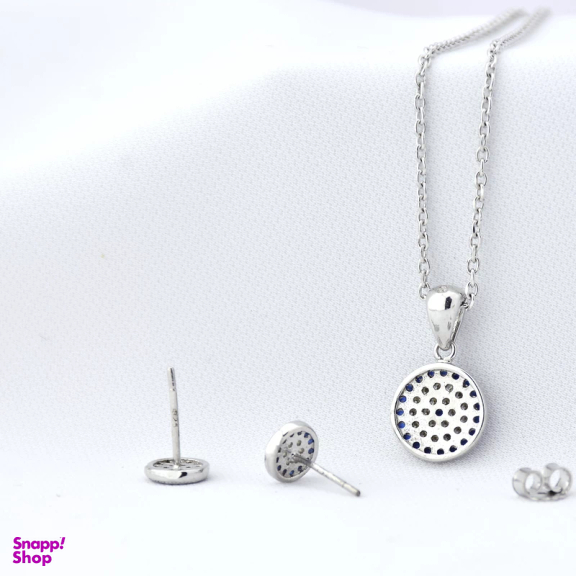 نیم ست نقره زنانه طرح چشم و نظر مدل edn4509