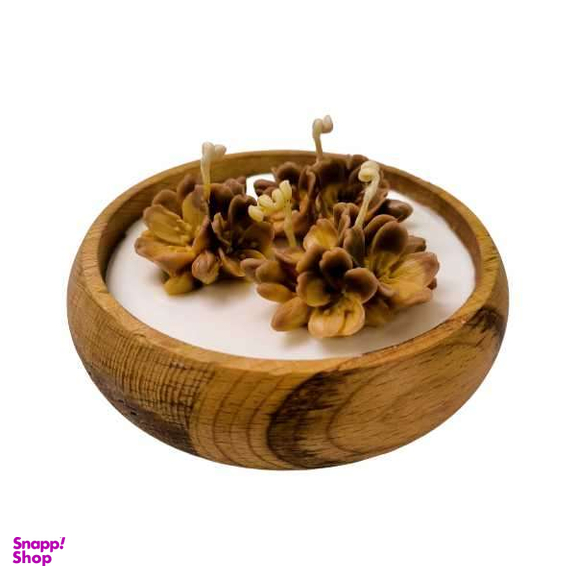 شمع دکوری مدل شات چوبی شکوفه دو رنگ کد 102