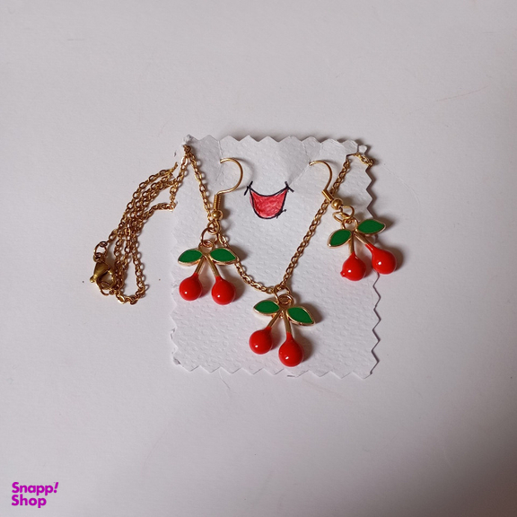 نیم ست دخترانه مدل گیلاس با گوشواره عصایی رنگ طلایی