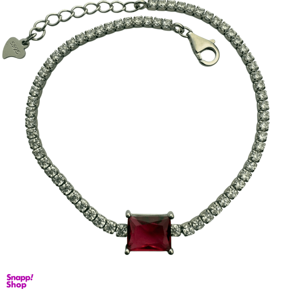 دستبند نقره 925 عیار زنانه طرح تنیسی و نگین صورتی کد 1954 DSTB