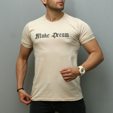 تیشرت آستین کوتاه مردانه سارزی مدل dream_k.r.m رنگ کرم