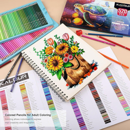 مداد رنگی 520 رنگ جعبه فلزی کالور طرح لاکپشت کد K520