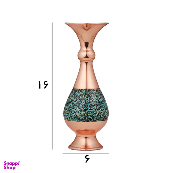 گلدان مسی فیروزه‌ کوبی مدل صراحی کد 16