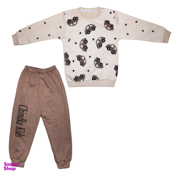 ست بلوز و شلوار راحتی پسرانه چیندکا مدل ماشین کد 1003