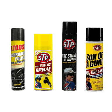 اسپری لاستیک و انژکتورشوی و داشبورد خودرو اس تی پی کد 1843073104 مجموعه 4 عددی