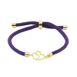 دستبند طلا عیار 18 زنانه شمیم گلد گالری مدل آسانسوری پلاک دار دوقلب