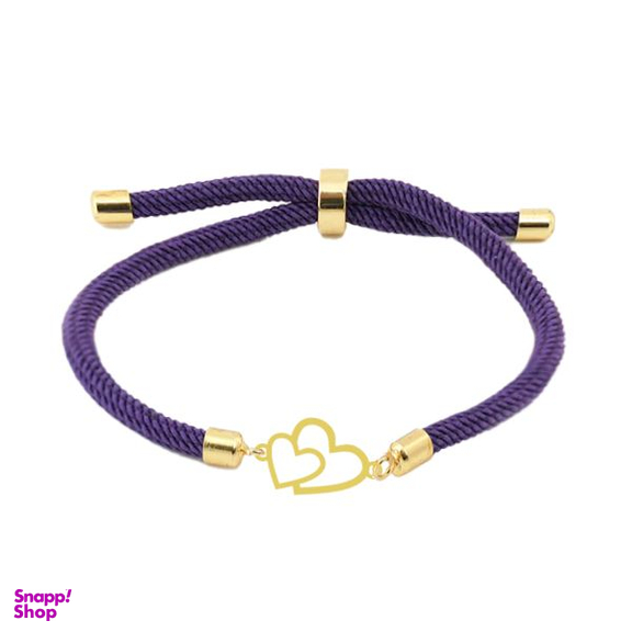 دستبند طلا عیار 18 زنانه شمیم گلد گالری مدل آسانسوری پلاک دار دوقلب