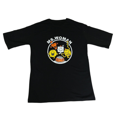 تیشرت زنانه طرح MS.WOMAN کد 766 رنگ مشکی