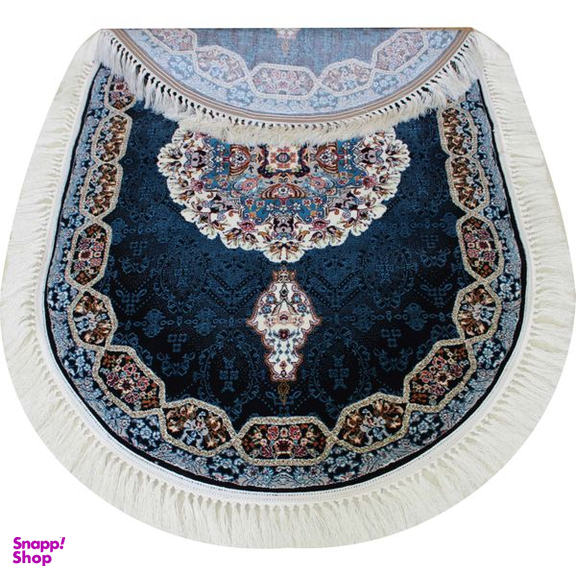 فرش ماشینی مدل بیضی طرح هالیدی زمینه سرمه ای