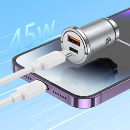 شارژر فندکی 45 وات هوکو مدل NZ10 به همراه کابل Type-C به Lightning