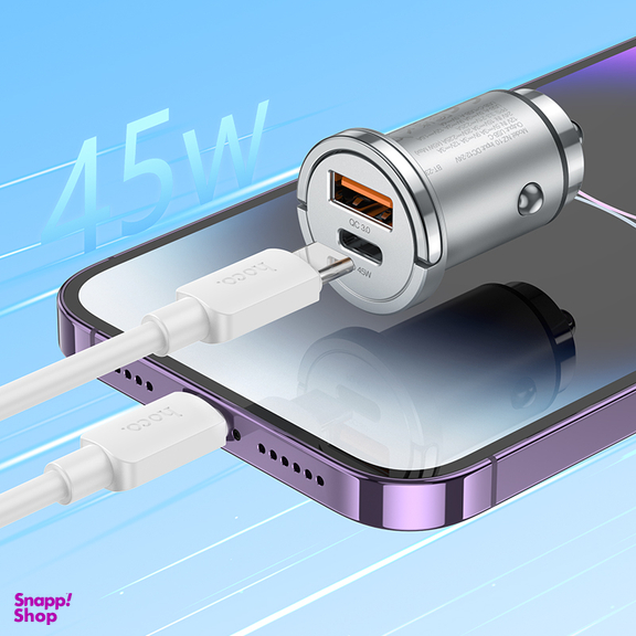 شارژر فندکی 45 وات هوکو مدل NZ10 به همراه کابل Type-C به Lightning