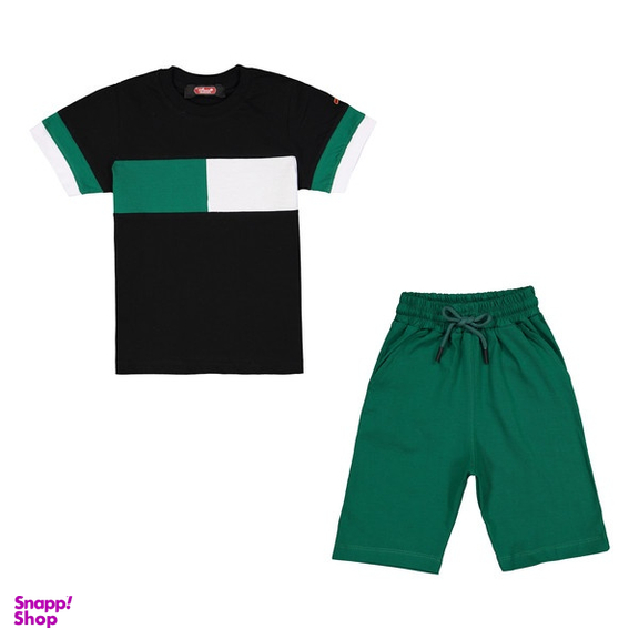 ست لباس راحتی پسرانه مادر مدل رابرت رنگ مشکی سبز