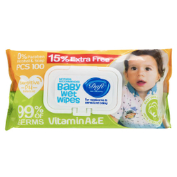 دستمال مرطوب پاک کننده کودک دافی مدل Extra بسته 100 عددی