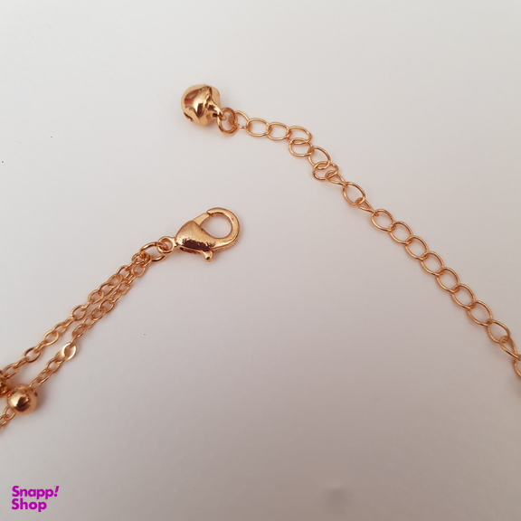 پابند زنانه دو رج طرح ستاره و گوی رنگ طلایی