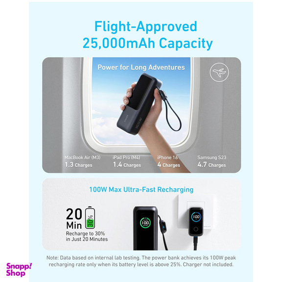 پاوربانک 165 وات انکر مدل A1695 ظرفیت 25000 میلی آمپر ساعت