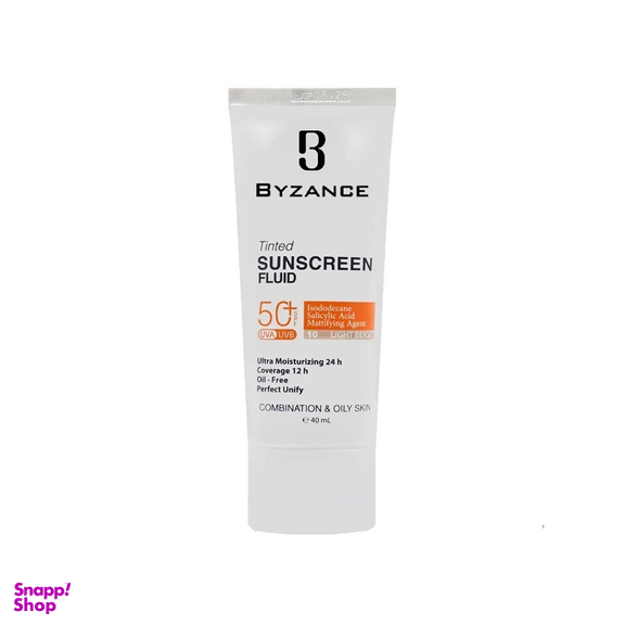 کرم ضد آفتاب SPF50+ بیزانس مناسب پوست چرب شماره 10 رنگ بژ روشن حجم 40 میلی لیتر