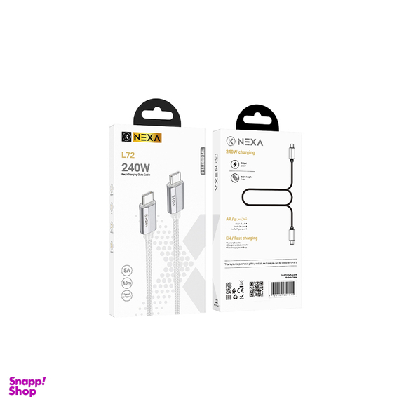 کابل شارژ 240 وات Type-C نکسا مدل L72 طول 1.2 متر