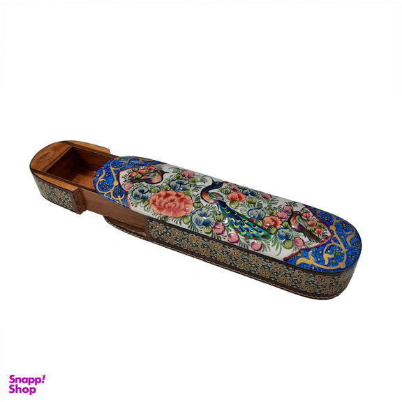 قلمدان خاتم کاری مدل کشویی گل و مرغ کد 105
