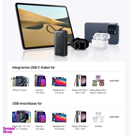 پاوربانک 30 وات انکر مدل 533 PowerCore ظرفیت 10000 میلی آمپر ساعت