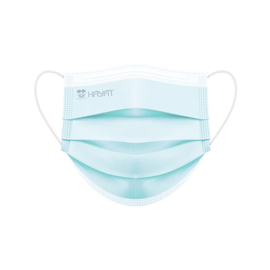 ماسک صورت نوجوان سه لایه حیات رنگ آبی 50 عدد