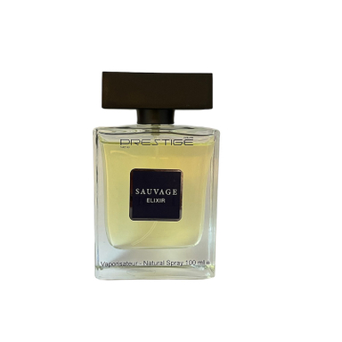 ادوپرفیوم مردانه نیو پرستیژ کالر مدل Sauvage elixir رایحه گرم حجم ۱۰۰ میلی لیتر