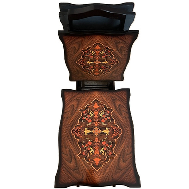 میز عسلی مدل تاشو طرح ترنج مجموعه 4 عددی