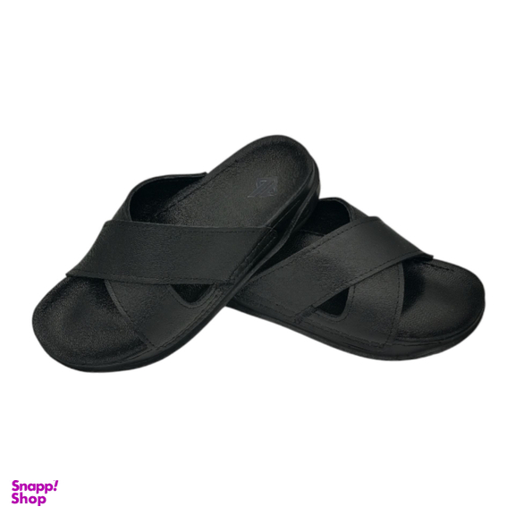 صندل طبی مردانه چرم ریباری مدل H102 رنگ مشکی