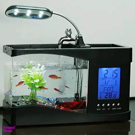 آکواریوم و ساعت دیجیتال رومیزی مدل USB
