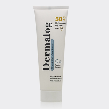 ضد آفتاب بی رنگ درمالوگ مدل +SPF50 مناسب پوست خشک حجم 50 میلی لیتر