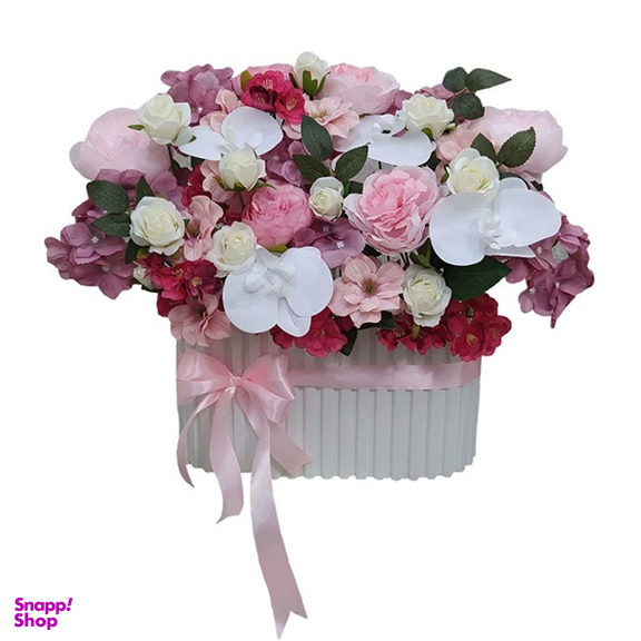 باکس گل مصنوعی کد 001 رنگ سفید صورتی
