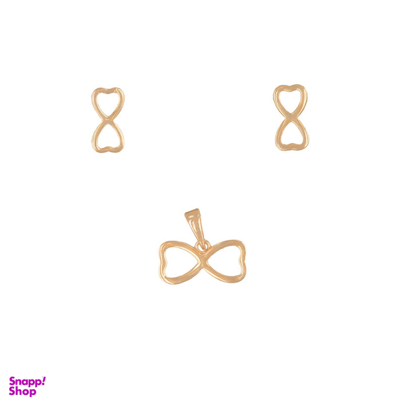 نیم ست طلا 18 عیار زنانه طلاجات مدل قلب پاپیونی کد 1005