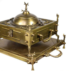 منقل برنجی مدل مربع کاسه جدا با سینی کد M195