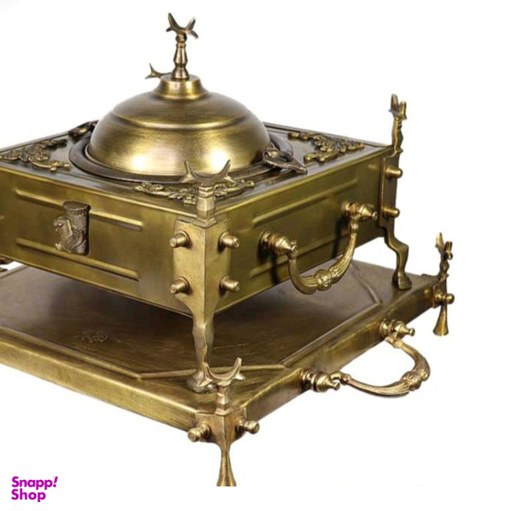 منقل برنجی مدل مربع کاسه جدا با سینی کد M195