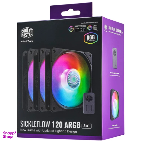 فن کیس کولر مستر مدل Sickleflow 120 ARGB بسته سه عددی