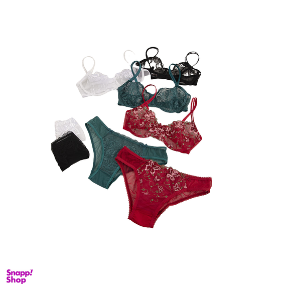 ست شورت و سوتین توری گلدوزی فنردار بارون کد 335 رنگ سفید